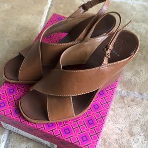 Tory Burch brown, wedge shoes